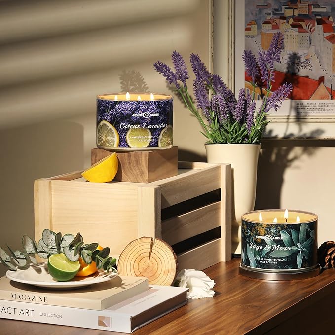 4-Wick Scented Candle - 18oz Soy Wax Blend Candle Over 50Hrs Long-Lasting Fragrance, Home Decor and Housewarming Gifts, Sage & Moss