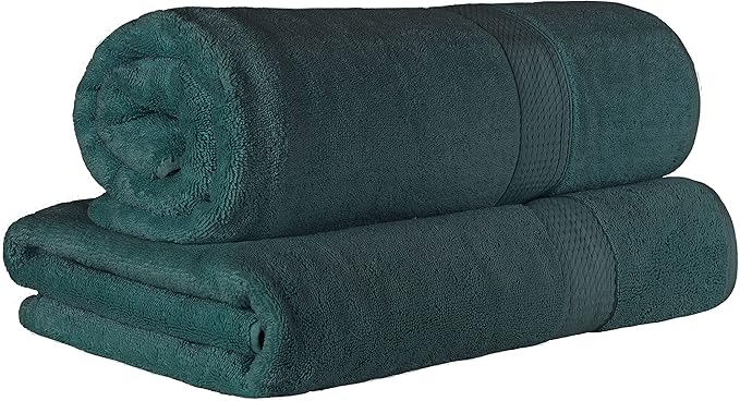 BLUENILEMILLS Premium Towel Collection, Egyptian Cotton Towels for Shower and Bathroom 2-Piece Bath Sheet Set, 34" x 68", Teal by Blue Nile Mills