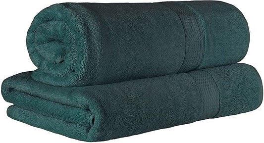 BLUENILEMILLS Premium Towel Collection, Egyptian Cotton Towels for Shower and Bathroom 2-Piece Bath Sheet Set, 34" x 68", Teal by Blue Nile Mills