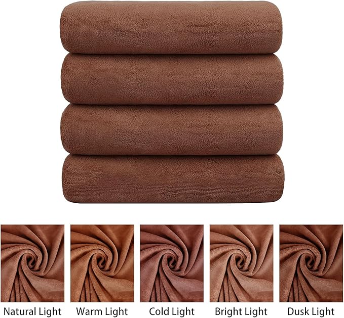 JML Microfiber Bath Towels, Bath Towel 4 Pack 30" x 60", Oversized, Soft, Super Absorbent and Fast Drying Bathroom Towel Set for Sport, Fitness, Yoga (Brown)