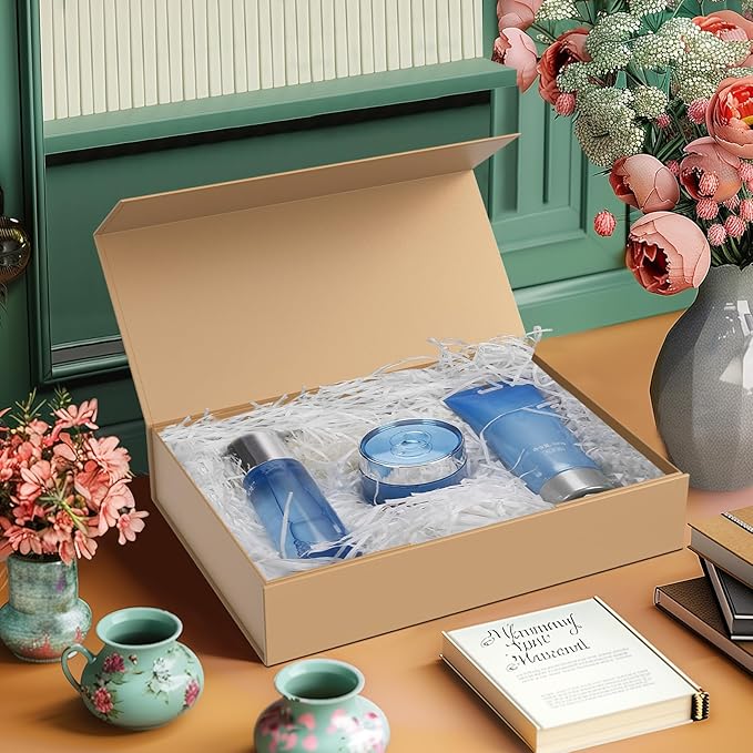 MOZRRO Gift Box 11.5 x 8.2 x 2.3 In Gift Boxes for Presents Magnetic Closure, Gift Boxes with Lids for Presents Birthday Luxury Jewelry T-shirts Gloves Scarves Books Clothes Gift Wrap - Gold