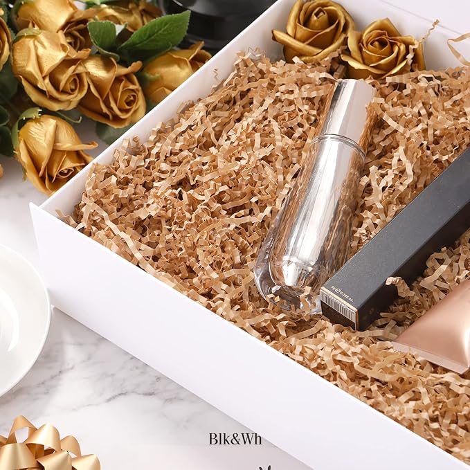 BLK&WH Large Gift Box 13.5x10x3.5 Inches, White Gift Box with Magnetic Closure Lid, Sturdy Shirt Box, Rectangle Collapsible Box for Gift Packaging (Matte White)