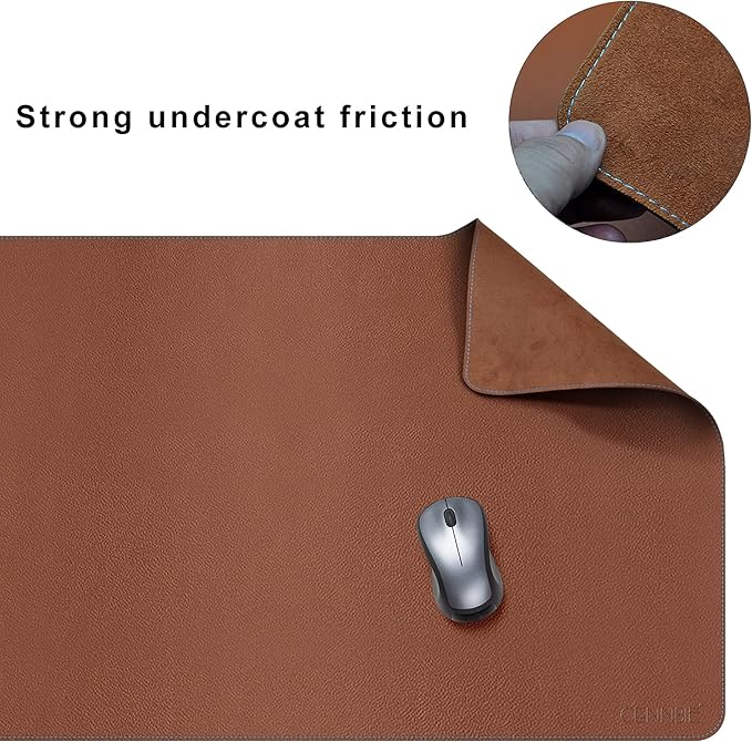 CENNBIE Leather Desk Pad – Large Mouse Pad - Desk Mat Home Office Desk Accessories Desktop Protector Non Slip Writing Desk Blotter (59 x 23.6 inch – Light Brown)