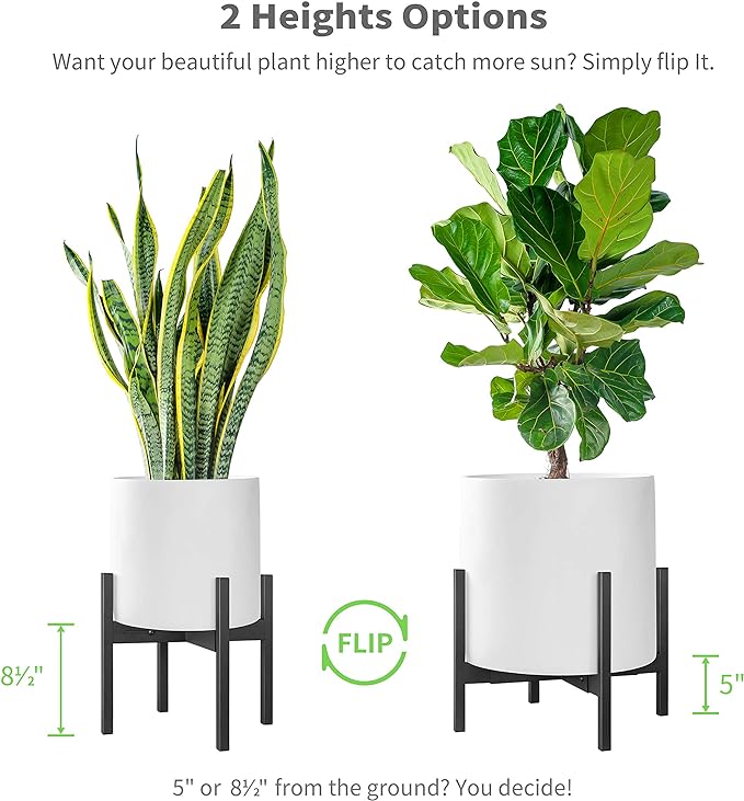 FaithLand Plant Stand, Adjustable Size Fits 12 13 14 15 16 Inches Large Plant Pot, Metal Planter Stand, Mid Century Expandable Plant Holder Indoor Outdoor, Adjustable Width: 12”-16.1” - Easy Assembly