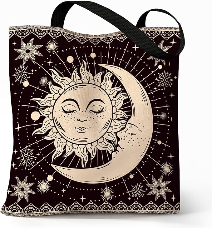 Cute Aesthetic Canvas Tote Bag for Women, Reusable Foldable Shopping Cotton Shoulder Totebag with Zipper Pocket