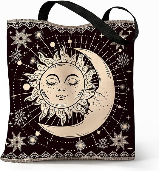 Cute Aesthetic Canvas Tote Bag for Women, Reusable Foldable Shopping Cotton Shoulder Totebag with Zipper Pocket