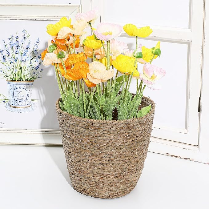 Hemoton Wicker Plant Flower Basket Seagrass Woven Pot Decorative Indoor Planter Versatile Home Storage