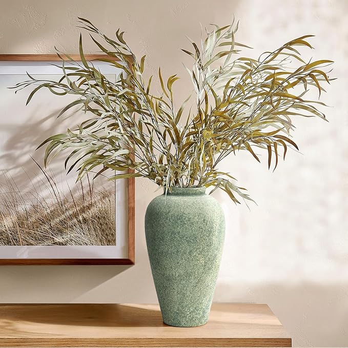 Ceramic Flower Vase Home Decor - 9.2 inch Large Farmhouse Table Vases, Rustic Decorative Vases for Kitchen Living Room Coffee Dining ShelfMantel Decoration