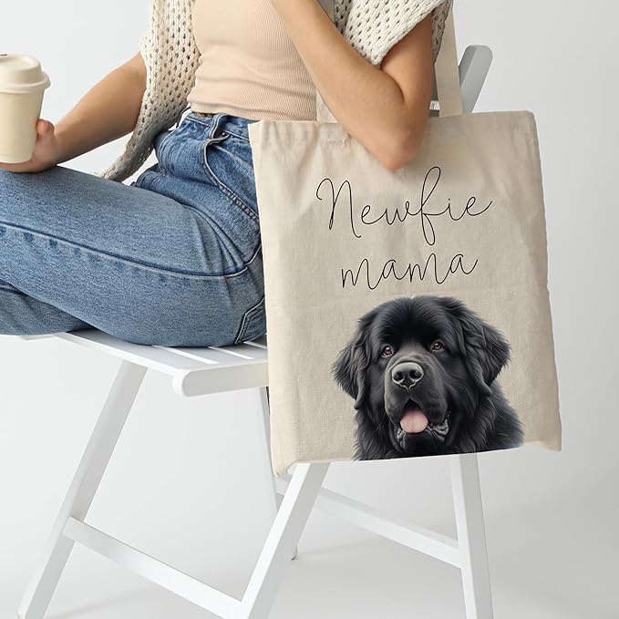Dog Mama Tote Bag – Cute Dog Lover Canvas Bag, Reusable Shopping Shoulder Bag for Women, Pet Mom Gift,