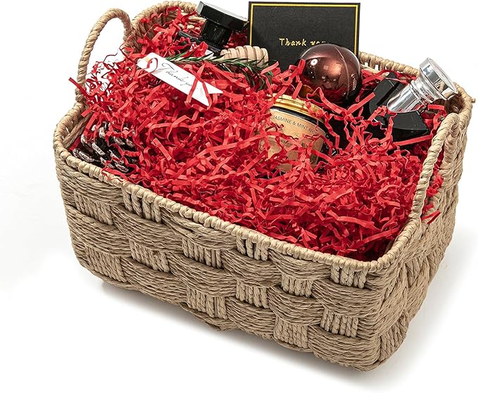 Mefleet 2 LB Crinkle Cut Paper Shred Filler Red Crinkle Shredded Paper for Gift Box - Gift Basket Bag Filler - Grass Cushion Stuffing for Valentine's Day Holiday Packaging Wrapping