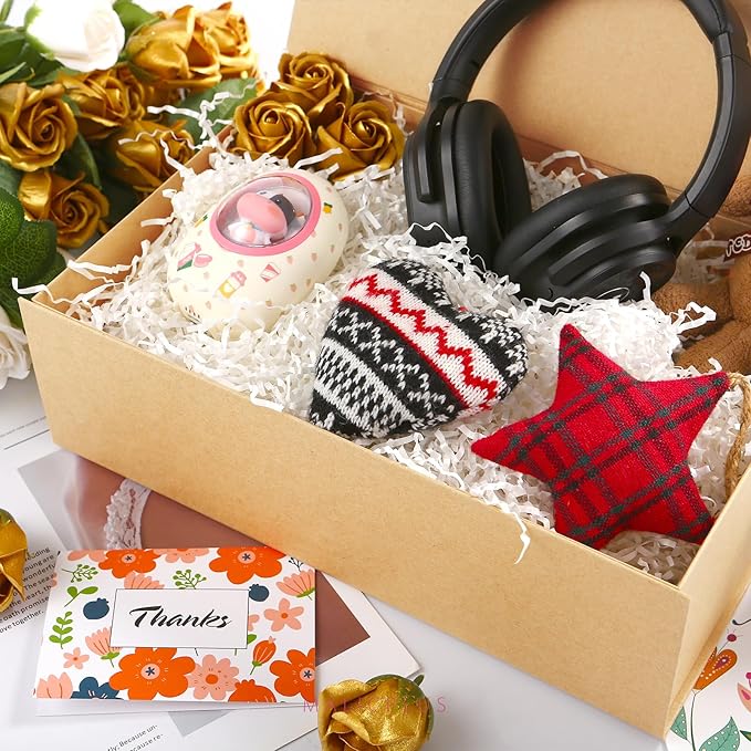 6 Large Gift Boxes with Lids 13.5x9x4.1 Inches, Kraft Groomsmen Proposal Gift Boxes with Magnetic Closure for All Occasion (Matte Kraft)