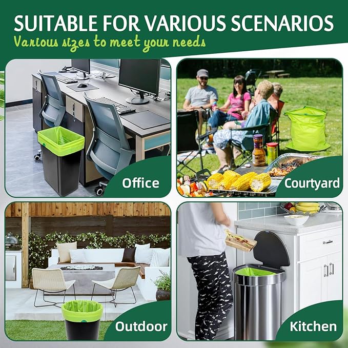 13-17 Gallon Compostable Trash Bags (50-Pack) Heavy-Duty & Durable, 1.1 Mil Thick | 100% Biodegradable for Large Bins | Certified ASTM D6400, BPI & OK Compost HOME, Eco-Friendly & Recyclable