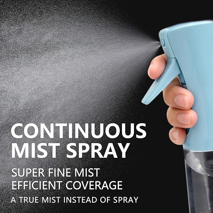 Spray Bottle for Hair Continuous Ultra Fine Mist (200ml) 360° Multi Spray Bottle for Plants, Cleaning, Skin Care Leakproof & Durable 2 Pack