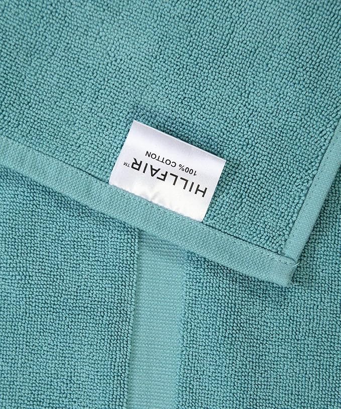 Hillfair Premium 600 GSM 6 Piece Aqua Cotton Bath Towel Set - 2 Bath, 2 Hand & 2 Washcloths - Machine Washable, Hotel Quality, Super Soft & Absorbent