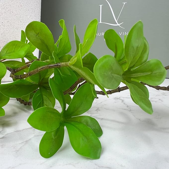 12 Inch Tall White Ceramic Vase, with 5 Branches of 25 Inch Faux Artificial Vibrant Greenery Stems Set, Textured Minimalist Jug, Fake Stem Plants, Decorative Farmhouse, Console Table Centerpiece Decor