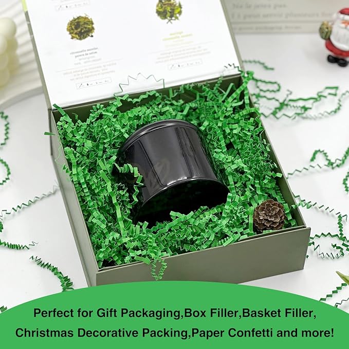 2LB Crinkle Cut Paper Shred Filler for Bag Gift Box Basket Confetti Paper Shreded Stuffing Decoration for Valentine's Day Holiday Party (Forest Green)