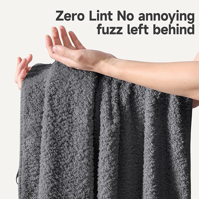 REDKISS Ultra-Plush Bath Towel Set - 900GSM Premium Thick Cotton for Bathroom & Spa, Super Absorbent Quick-Dry Bath Sheets with No Shedding (4-Piece Set for Luxury Hotel & Home Use)-Smoky Grey