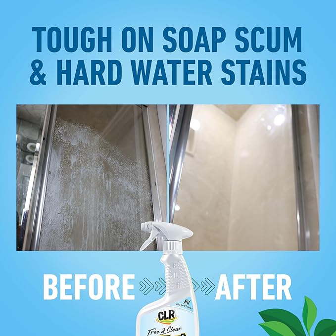 CLR Brands® Brilliant Bath Foaming Bathroom Cleaner Spray Free & Clear, No Added Dyes or Fragrances, Soap Scum and Hard Water Stain Remover, Use on Showers, Baths, Toilets and More, 26 Oz (Pack of 1)