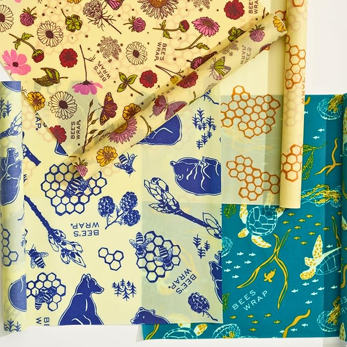 Bee's Wrap Beeswax Wraps for Food - Cut to Size 14x52" Wax Paper Roll - Made in USA Reusable Waxed Paper & Bowl Covers - Organic & Eco-Friendly Alternative to Aluminum Foil & Plastic Wrap, Fresh Fruit