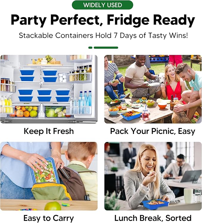 50 Pack Meal Prep Containers with Lids 38oz - BPA-Free, Reusable, Leakproof Food Storage Containers - Microwave/Dishwasher/Freezer Safe, To Go Take Out Plastic Food Storage Pans(Blue)