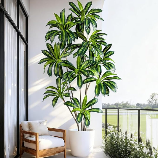 Artificial Dracaena Plant 7FT - Realistic Fake Dracaena Tree Tall Large Faux Silk Plants Fake Floor Potted Artificial Plants for Home Decor, Office Plants