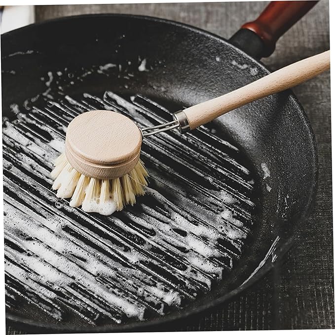 Wooden Dish Brush 4Pcs Natural Bamboo Dish Brush with Sisal Fibers Eco-Friendly Scrubber for Kitchen CleaningHome Decor