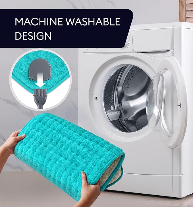 GENIANI Electric Throw - Double Sided XL Heating Pad Electric for Lower Back Pain & Period Cramps Relief, Heat Pad with 3 Heat Settings for Neck & Shoulders, Heat Patches (12"x24" Viridian Green)