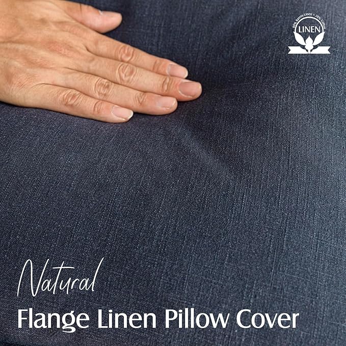 Foindtower Pack of 2, Decorative Linen Soild Throw Pillow Covers Soft Accent Cushion Case Boho Farmhouse Pillowcase for Couch Sofa Bedroom Living Room Home Decor 22 x 22 Inch Navy Blue