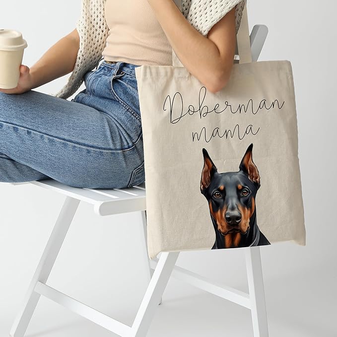 Dog Mama Tote Bag – Cute Dog Lover Canvas Bag, Reusable Shopping Shoulder Bag for Women, Pet Mom Gift,