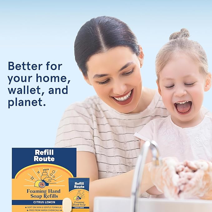 Foaming Hand Soap Tablet Refills Refill Route-6 Pack Foaming Soap Tablets For 6 x 8fl oz Bottles- Plant-Based Refill Tablets- Cleansing & Moisturizing - Lemon Scent