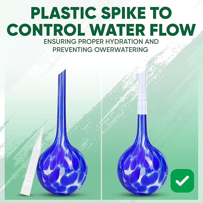 Plant Watering Globes Set of 6 – Large Glass Bulbs (up to 7 Days of Watering) for Indoor & Outdoor Plants – Multicolor - Self-Watering