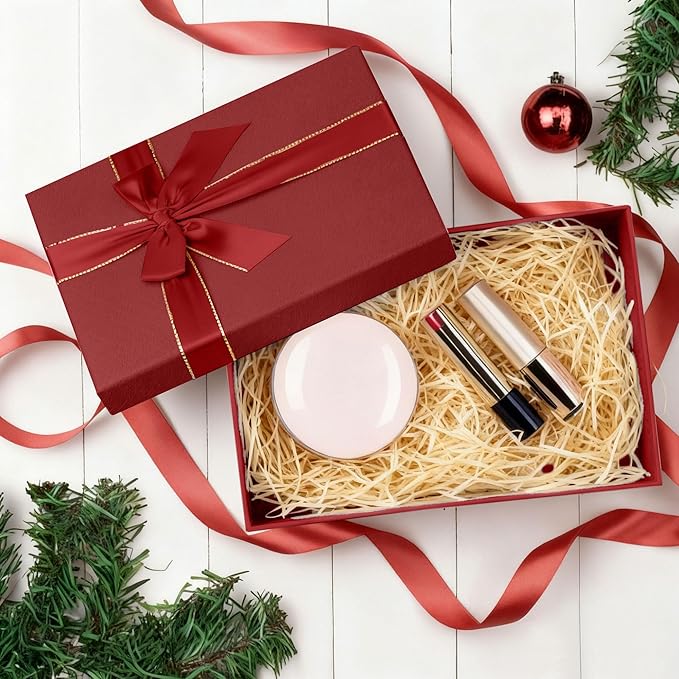 JOYIT Red Gift Box 16.5''x13''x5.5'' - Large Gift Boxes with Lid for Presents Packaging, Birthday, Christmas, Wedding, Anniversary, Big Gift Box with Ribbon, Shred Filler, Card, Wax Seal (Red)