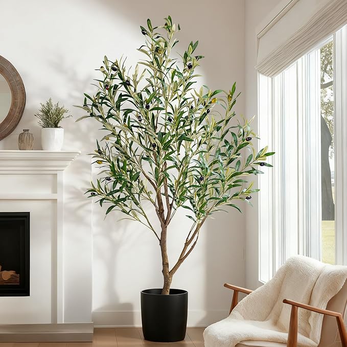 5ft Artificial Olive Tree Faux Olive Plant for Home Decor, Large Fake Olive Tree Modern Farmhouse Style, Floor Plant for Indoor Artificial Trees for Home Decor Indoor, Arbol de Olivo Artificial