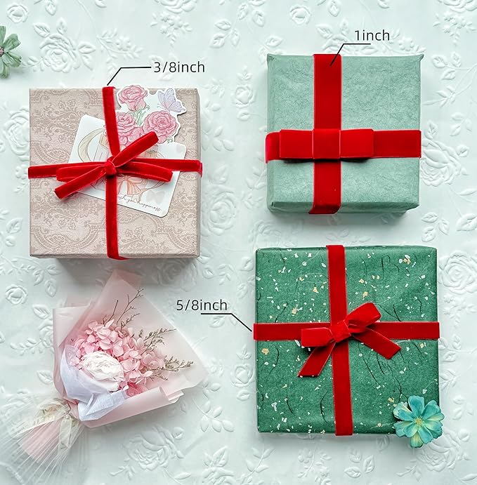 Vintage Red Velvet Ribbon, 5/8 Inch X 25Yd