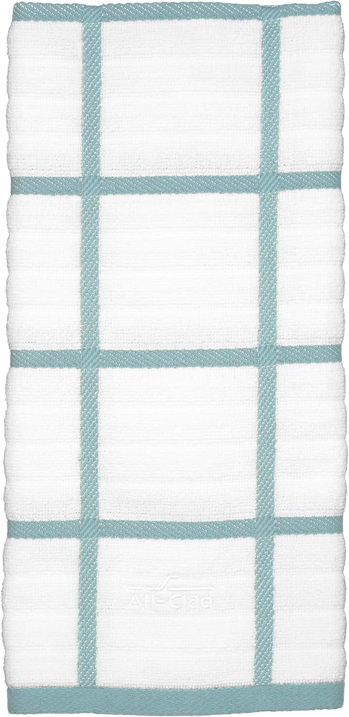 All-Clad Checked Kitchen Towel: Highly Absorbent, Super Soft Long Lasting - 100% Cotton, 17"x30" Tea Towel for Cleaning & Drying Dishes, Pans, Glassware, or Countertops, (1-Pack), Rainfall