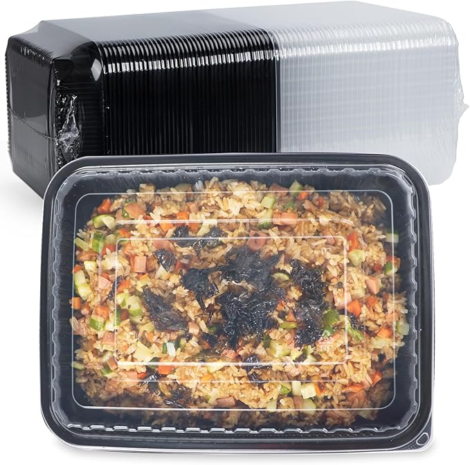 Meal Prep Containers Reusable 40 Pack 47oz - Shrink Wrap Leakproof | BPA Free Freezer & Microwave Safe Meal Prep | Portion Control Leftovers Food Container with Lid | Catering Takeout Boxes