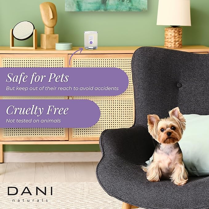 DANI Naturals Soy Candle - Lemongrass Lavender Scented, 100% Pure Soy Wax, Kosher, Non-Toxic, Long-Lasting Burn - 7.5 oz