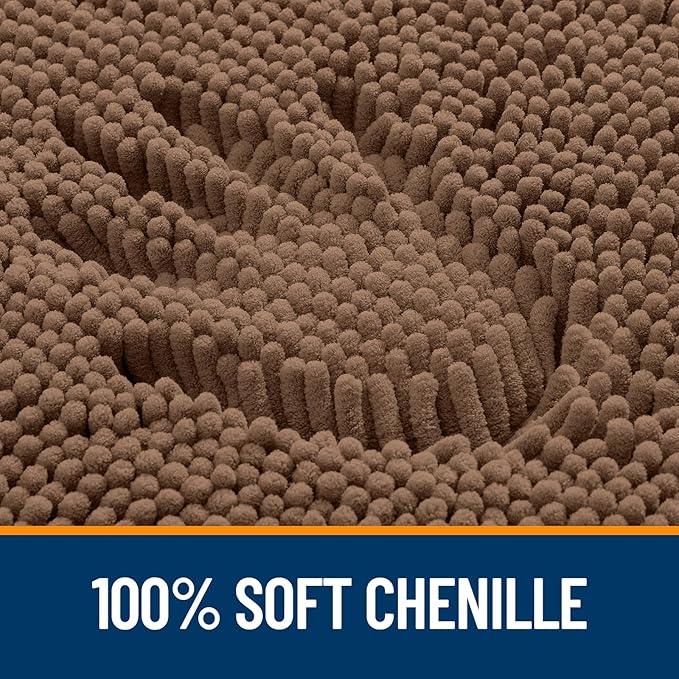 OLANLY Bathroom Rugs 24x16, Extra Soft Absorbent Chenille Bath Rugs, Rubber Backing Quick Dry, Machine Washable Bath Mats for Bathroom Floor, Tub and Shower, Home Decor Accessories, Mocha