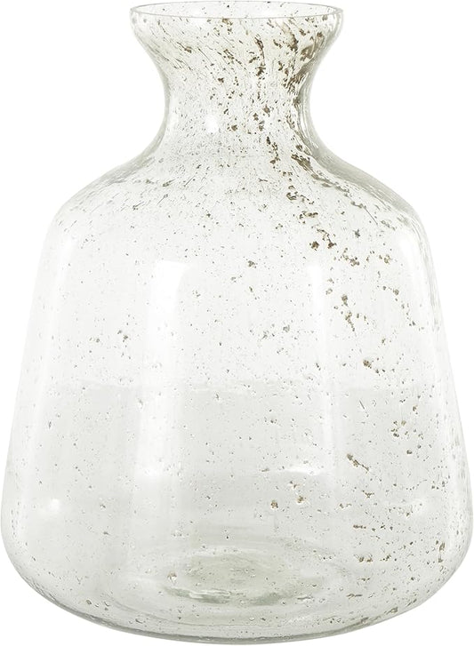 Deco 79 Glass Vase Speckled with Brown Accents, 13" x 13" x 17", Clear