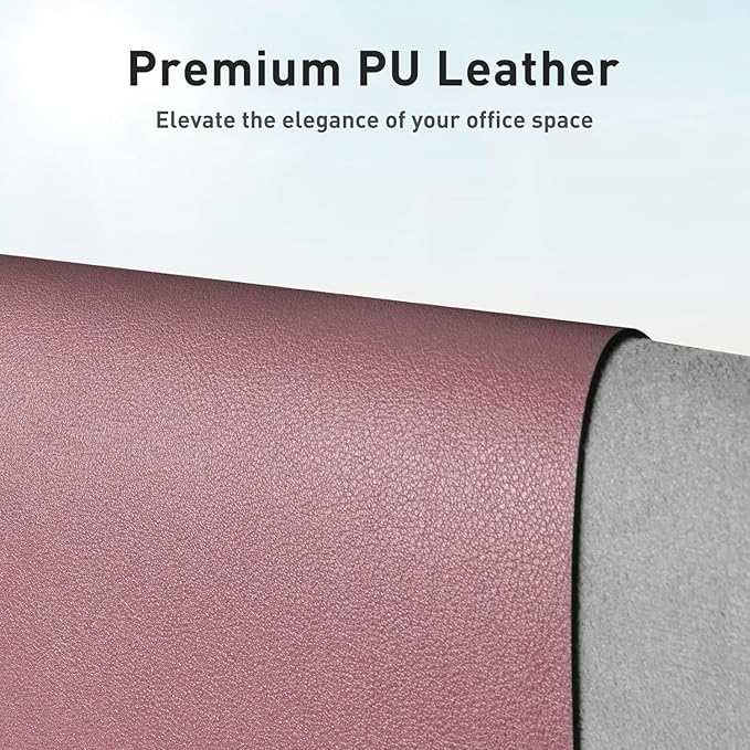 Aothia Leather Desk Pad Protector, Mouse Pad, Office Desk Mat,Non-Slip PU Leather Desk Blotter, Laptop Desk Pad, Waterproof Desk Writing Pad for Office and Home (Dark Pink, 23.6" x 13.7")