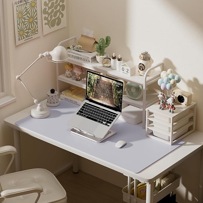 Aothia Faux Leather Desk Mat – Large Mouse Pad, Non-Slip PU Leather Blotter, Waterproof Writing Surface for Office and Home (Smoky Lavender, 47.2" x 23.6")