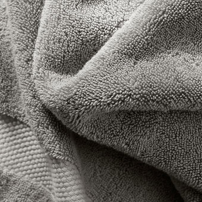 BOLL & BRANCH Plush Bath Towel Set - Stone - 6 Piece - Includes 2 Bath Towels, 2 Hand Towels & 2 Washcloths - 100% Organic Cotton - Ultra Soft & Luxurious - Quick Absorbing