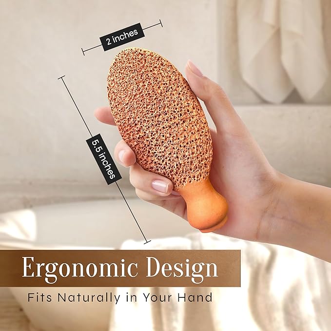 Facón Pumice Stone for Feet Callus Remover - Terra-Cotta Foot Scrubber with 2 Sides, 100% Pure Natural Foot Pumice Stone, Pedicure Pumice Stone Scrubber, Foot Exfoliator, Removes Calluses & Dead Skin