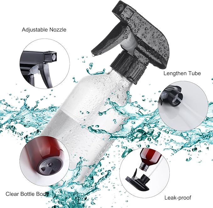 Teyssor Spray Bottles Water Spray Bottle - BPA Free - 10 oz/300 ml Plastic Refillable Containers Fine Mist Small Spray Bottle with Adjustable Nozzle for Hair, Cooking, Cleaning