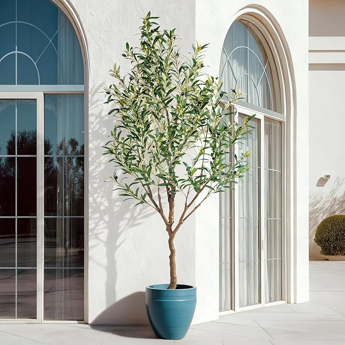 6ft Artificial Olive Tree Faux Olive Plant for Home Decor, Large Fake Olive Tree Modern Farmhouse Style, Floor Plant for Indoor Artificial Trees for Home Decor Indoor, Arbol de Olivo Artificial