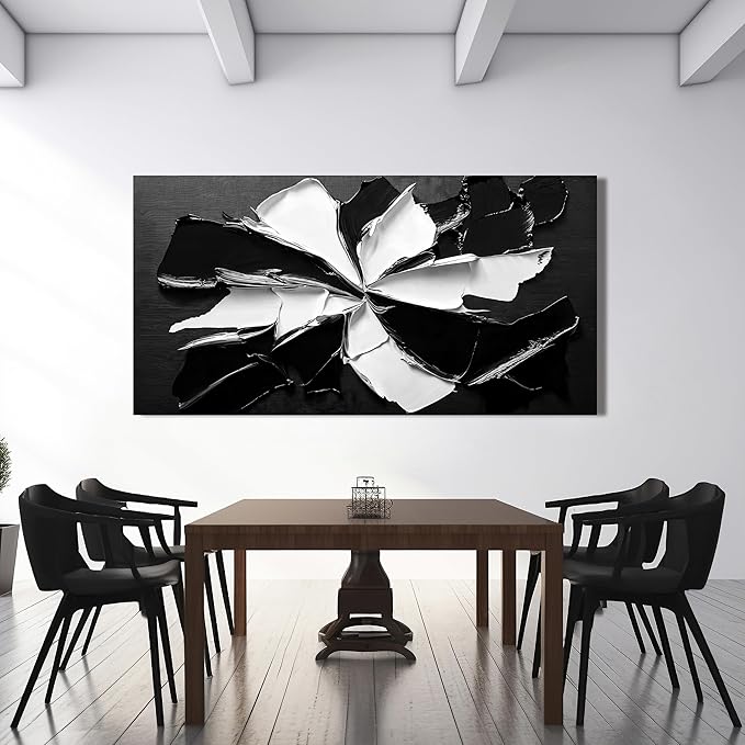 Abstract Wall Art Decorations Modern Large Wall Art for Living Room Abstract Canvas Art Wall Decor Oversized Black and White Wall Art Prints Flowers Artwork for Walls Office Home Decor 29" X 58"