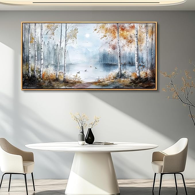 QIYILEXWART Canvas Wall Art For Living Room Large Wall Decor For Office Bedroom Decorations Birch Forest Landscape Pictures Farmhouse Painting Artwork Room Wall Mural Aesthetic Home Decor 30x60 In