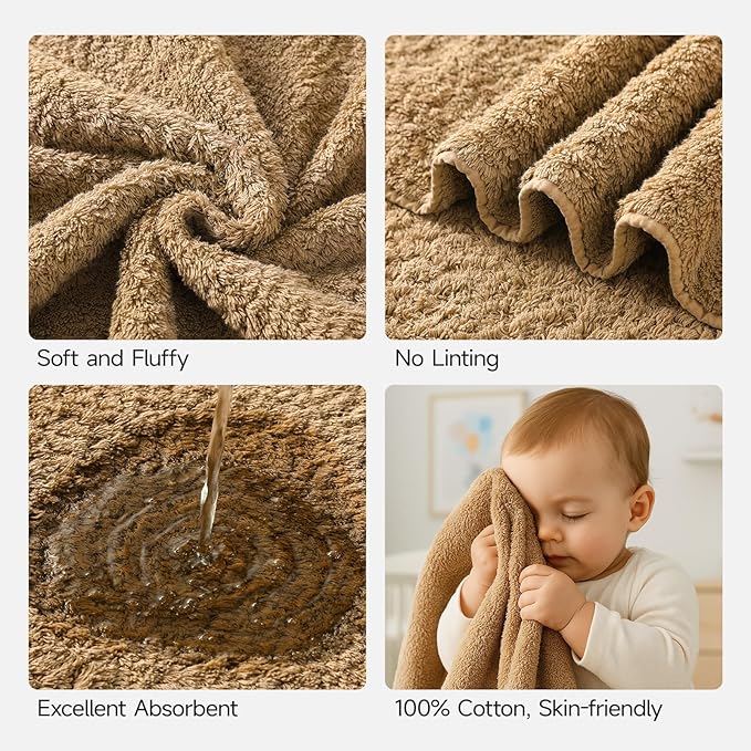 REDKISS Ultra-Plush Bath Towel Set - 900GSM Premium Thick Cotton for Bathroom & Spa, Super Absorbent Quick-Dry Bath Sheets with No Shedding (4-Piece Set for Adults, Luxury Hotel & Home Use)-Brown