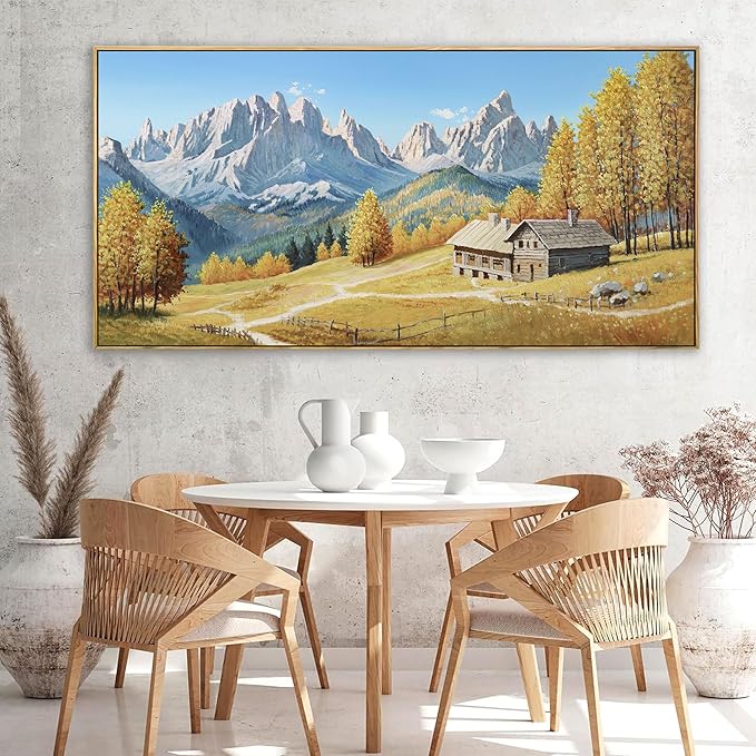 yiijeah Rustic Wall Art - Paintings for Living Room Framed Canvas Wall Decor Large Framhouse Country Fall Snowman Picture for Bedroom Office Home Decoration
