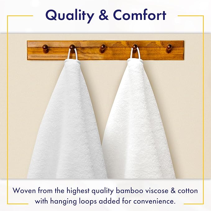 Ultra Soft & Plush Viscose from Bamboo Bath Towels - 700 GSM Luxury Bath Towels - 6 Piece Set - Super Absorbent & Quick Drying (White)